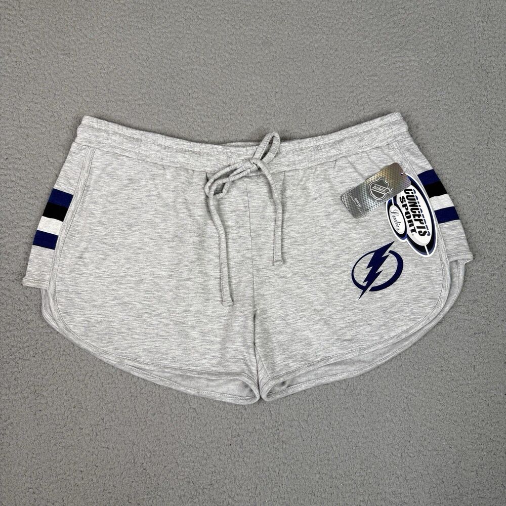 Tampa Bay Lightning Sweat Shorts Womens XL Gray NHL Hockey Gym Lounge NWT New